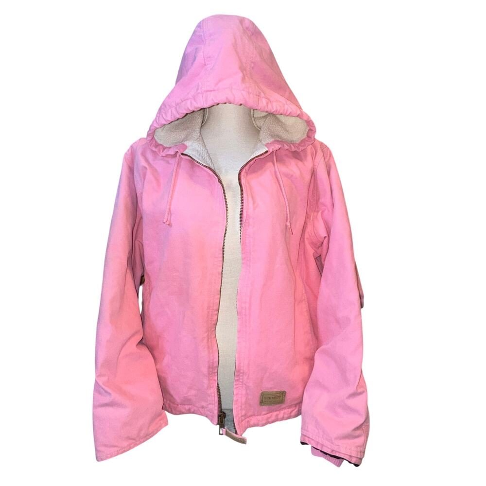 Schmidt Workwear Bubblegum Pink Duck Canvas Sherpa Lined Jacket Coat Large
